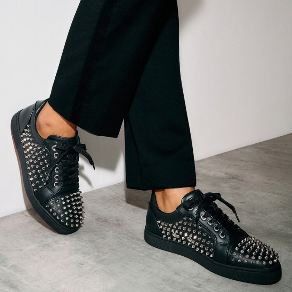 Christian Louboutin Black Sneakers with Silver Spikes